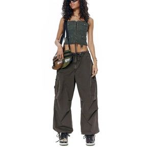 JADED LONDON BROWN PARACHUTE CARGO PANTS